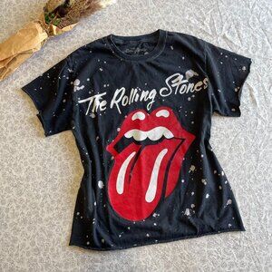 The Rolling Stones Bleach Splatter Graphic T-Shirt Size Small